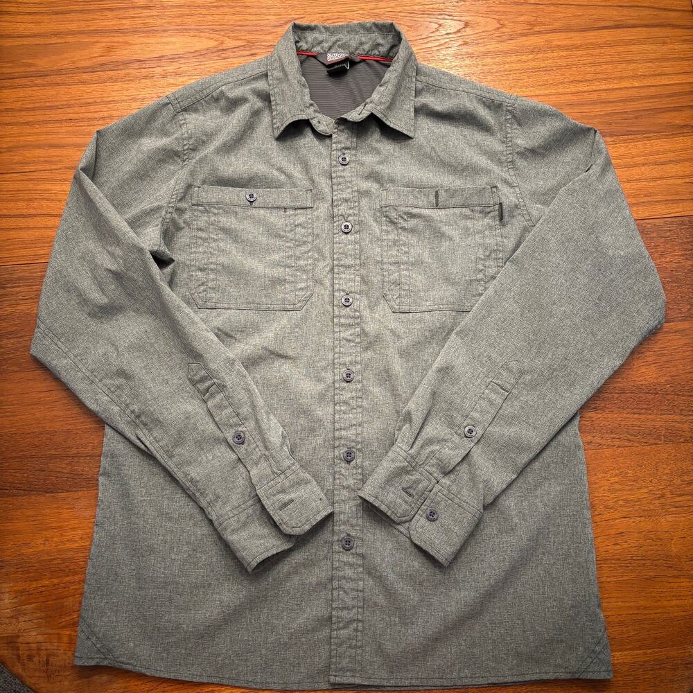 Outdoor Research Men's Gray Long Sleeve Button Down Shirt Medium